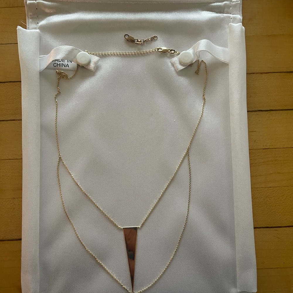 Perfect Statement Piece- Gold Triangle Necklace W… - image 3